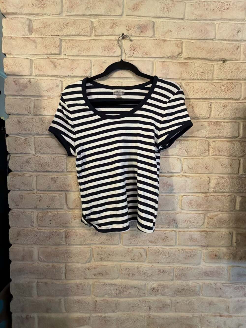 Eye Candy Striped Ribbed Short Sleeve T-Shirt Size XL